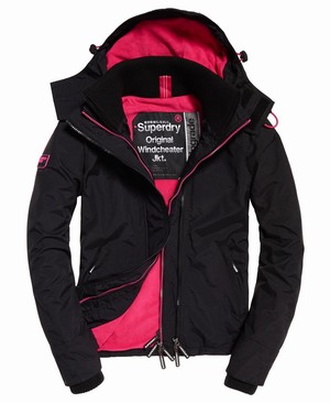 Superdry Pop Cipzár Hooded Arctic SD-Windcheater Női Kabát Fekete | PVOTA6459